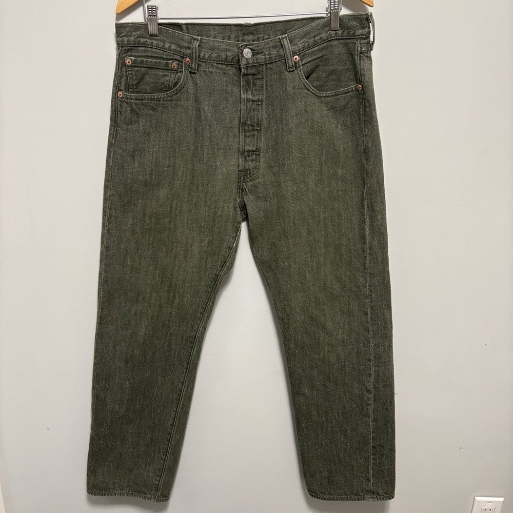Levis 501 Jeans Mens 36 (35x28.5) Green White Oak Cone Denim Button Fly Pants